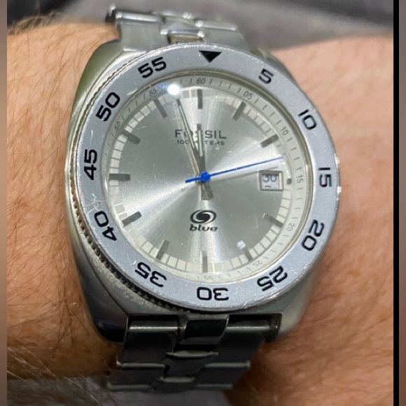 Steel Fossil Watch - very good used condition - stainless steel face and body - Picture 1 of 6